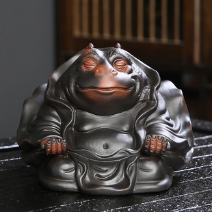 Handmade purple pottery tea pet purple sand tea pet purple pottery Golden Toad purple sand Golden Toad decoration lucky Golden Toad can raise tea pet decoration