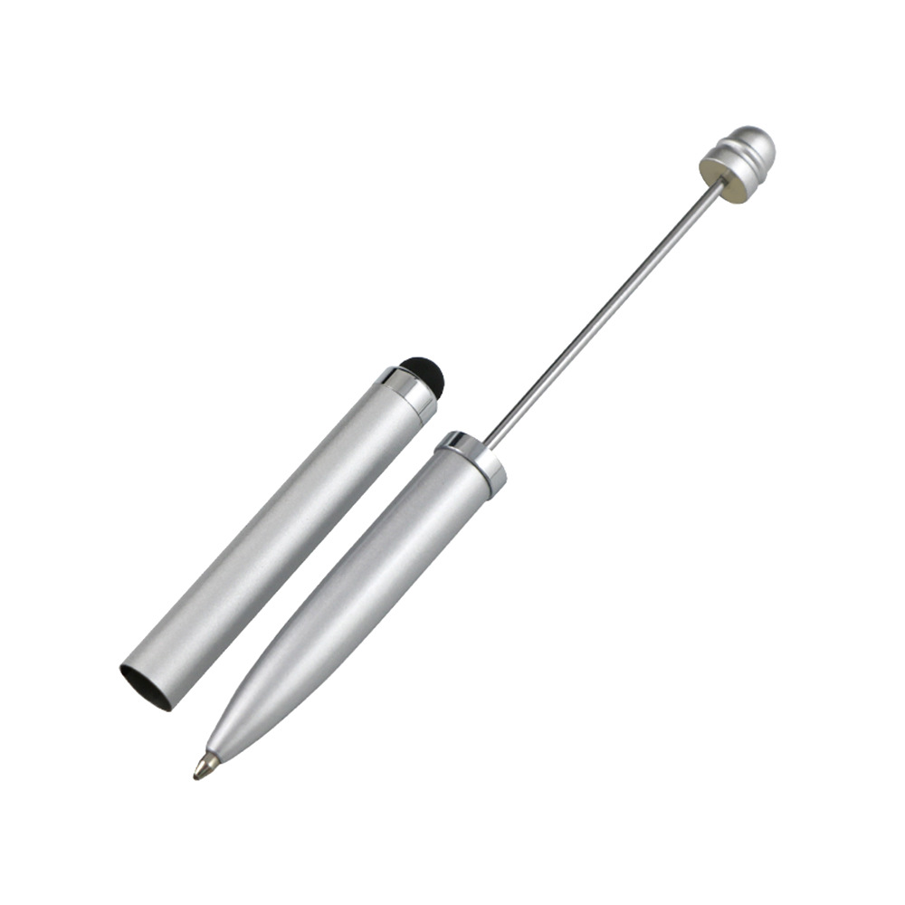 Pluma de pantalla táctil de metal al por mayor bricolaje bolígrafo de cuentas hecho a mano bolígrafo capacitor tres en uno beadable pen