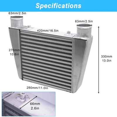 car radiator 280X270X66Mm-63Mm Intake Turbo