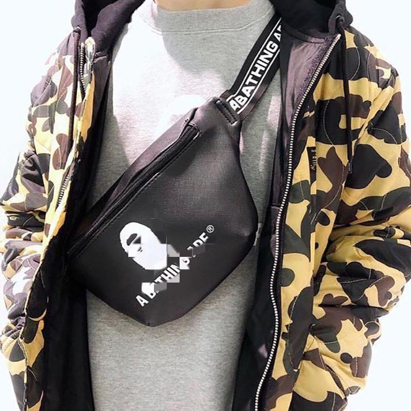 Japanese miscellaneous accessory item B*AP Monkey Head Black PU Leather Waist Bag Original Color Self-Sealing Bag Packaging