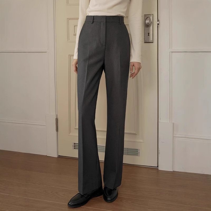 Flared Trousers, Stiff Suit Pants for Women, 2026 Spring and Autumn New Thin High-Waisted Ol Commuting Professional Work Slightly Flared Dress Pants