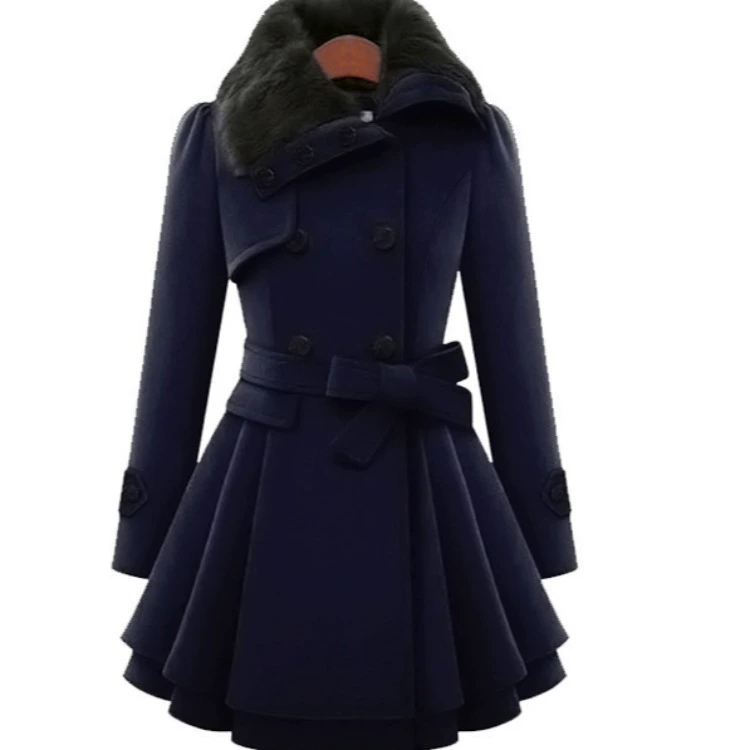 Шерстяное пальто, пояс, коллекция 2021 года, европейский стиль, slim fit, утолщение