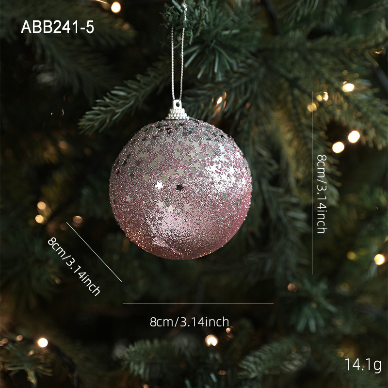 Nueva espuma rosa bola de Navidad colgante polvo brillante polvo adhesivo árbol de Navidad colgante bola decoración colgante disposición