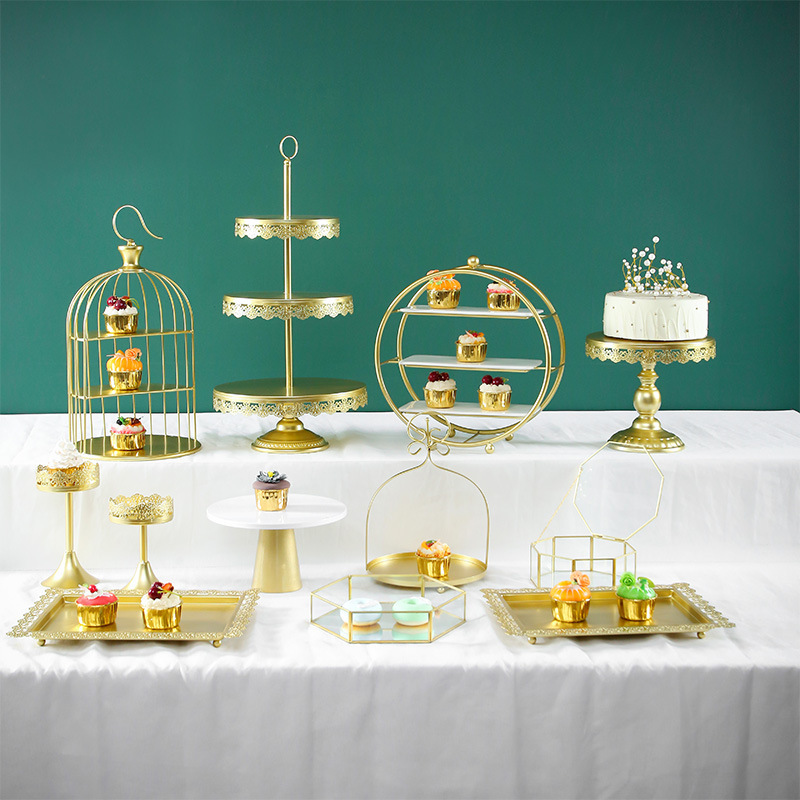 Nuevo postre comida fría té descanso mesa de postre europeo decoración soporte de exhibición decoración de la boda bandeja de la torta image 3