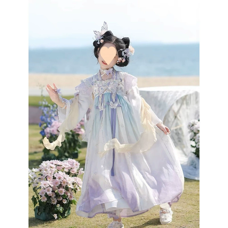 Детское китайское платье в стиле древней эпохи Тан, весна-лето 2025, новый стиль, для девочек и детей.