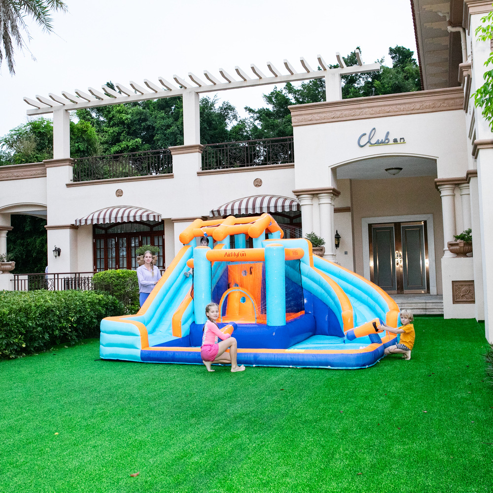AMF| Castillo de agua infláble castillo de agua infantil castillo de agua casero tobogan trampolín botón castillo de piscina