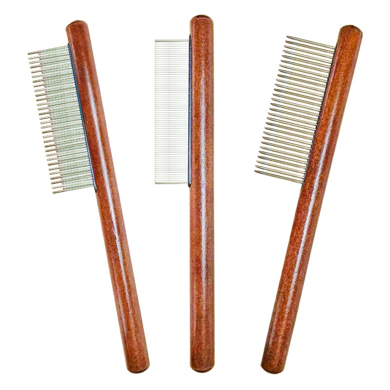 Tiktok Hot PET mango de madera peine de perro peine de gato peine de eliminación de pulgas nudo abierto pelo flotante belleza suministros para mascotas