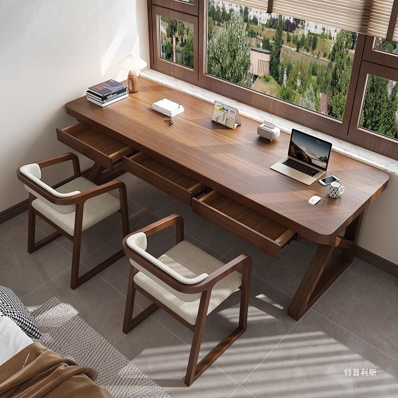 Tianzong American Solid Wood Computer Desk Room Bedroom Desk with Drawer Home Writing Desk Double Desk