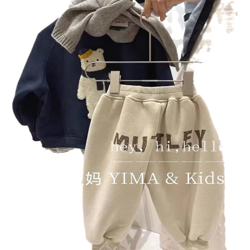 Suéter de terciopelo para niños coreanos, niños y niñas, otoño e invierno, camisa de fondo casual, lindo top de dibujos animados tridimensional, versión coreana