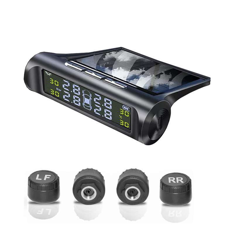 Monitor de presión de neumáticos de automóvil Detección de presión de neumáticos inalámbrica general TPMS Monitoreo de presión de neumáticos solares de alta precisión interno y externo