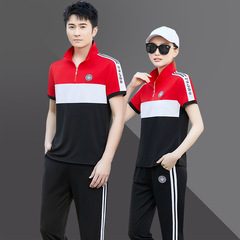 運動套裝男士休閒服夏季情侶運動服短袖長褲兩件套夏天跑步套裝女