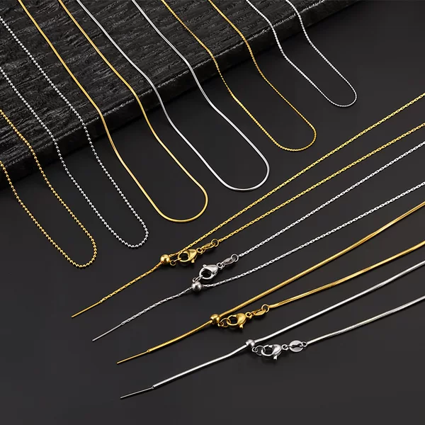 Stainless Steel Universal Chain Necklace Clavicle Chain Adjustable Vacuum Plated 18K Chain Snake Bone Chain DIY Jewelry Titanium Steel Necklace