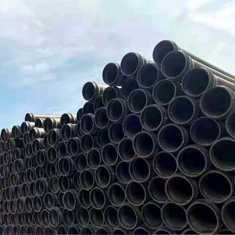 重庆批发供应轴向中空壁管材pvc双层 黑色塑料大口径排污市政管道