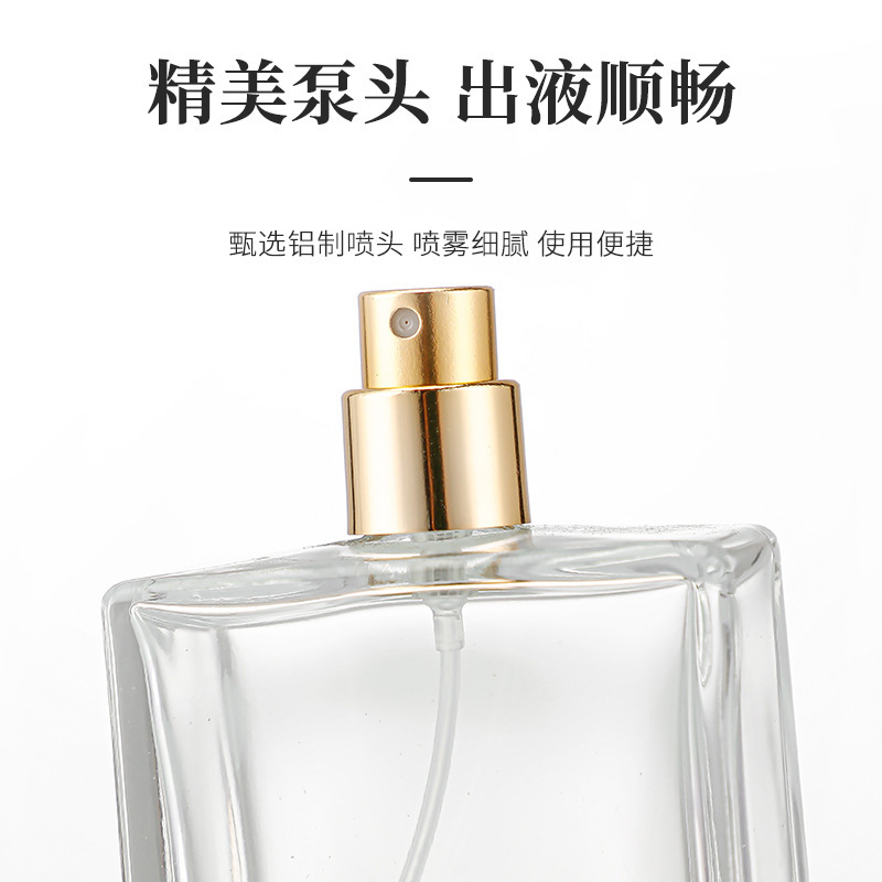 シンプルで厚い香水の分注瓶の経典の偏平な方の香水の瓶はスプレーの瓶を押して携帯して高級な化粧品の空の瓶を持ちます。|undefined