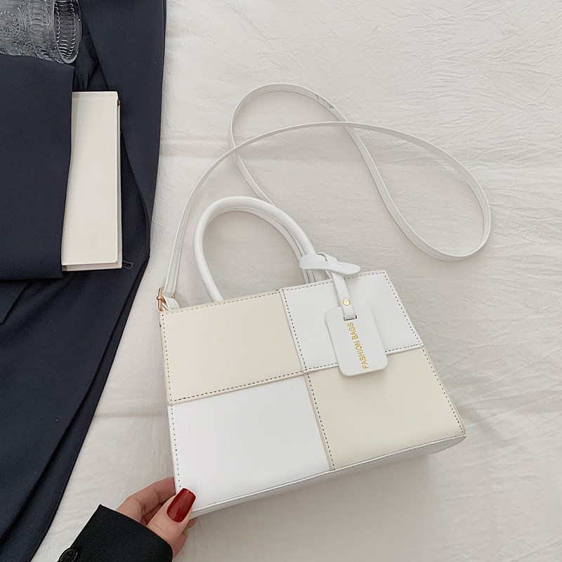 Tendencia de moda estilo coreano costura de contraste de color alta textura bolso de mano casual de todo fósforo pequeño bolso cuadrado bolso de mensajero de un solo hombro mujer