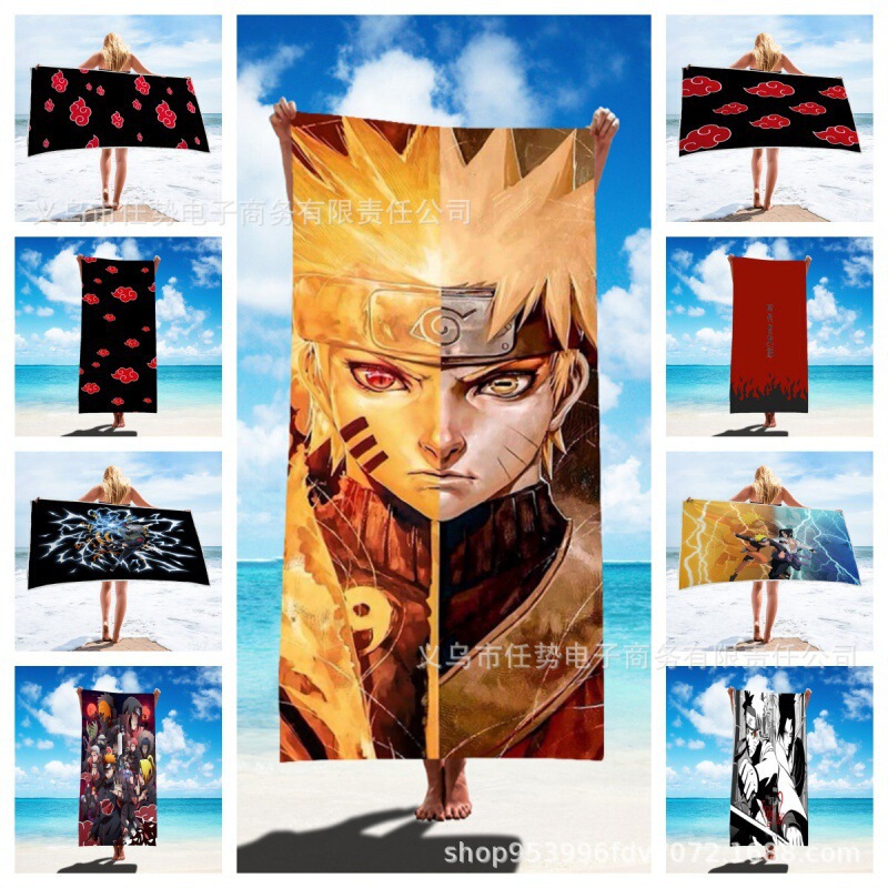 Microfiber Naruto Beach Towel Absorbent Sports Towel Reactive Printed Quick-Drying Swimming Bath Towel