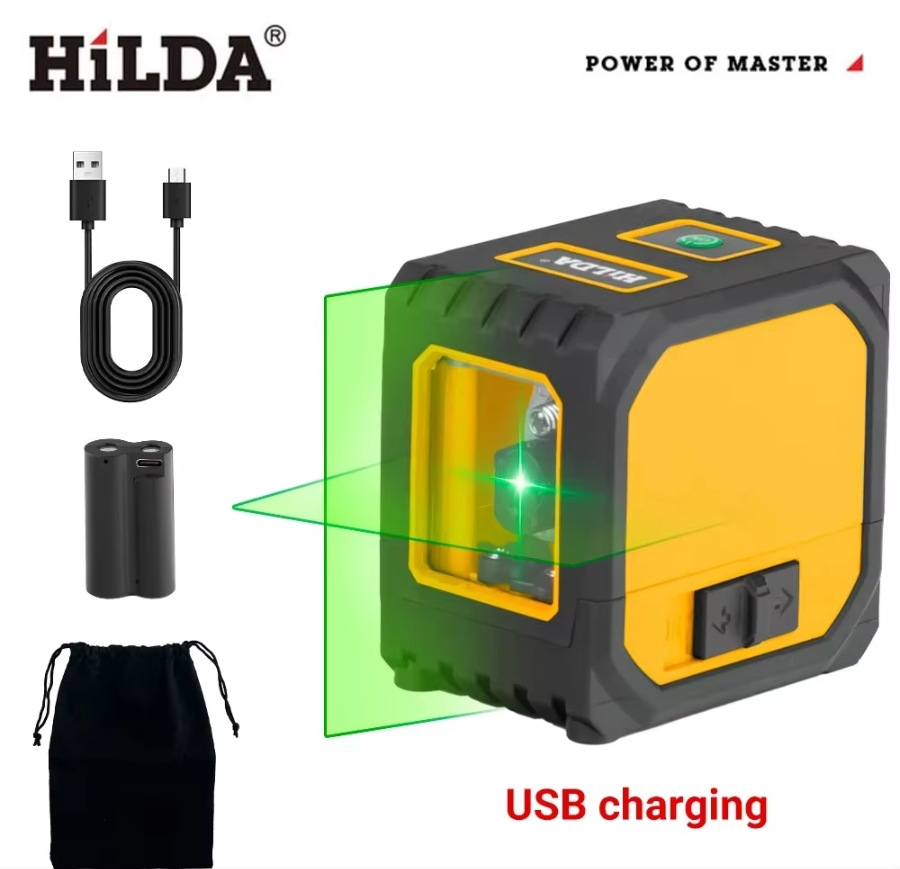 Nuevo Nivel Láser con Batería de Litio, Medidor de Nivel de Luz Potente, Proyector de Línea Láser Recargable para Exteriores, Autonivelante