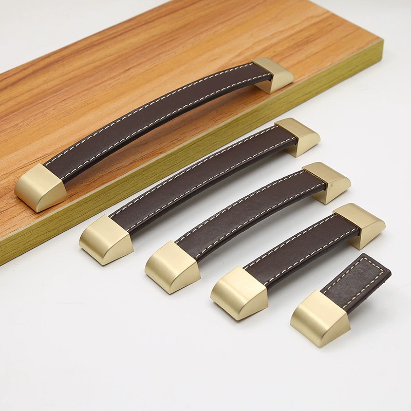 Классическая модная золотая кожаная ручка для мебели, чемодана, шкафа, ящика, кожаная ручка для чемодана, квадратная, черная, коричневая
