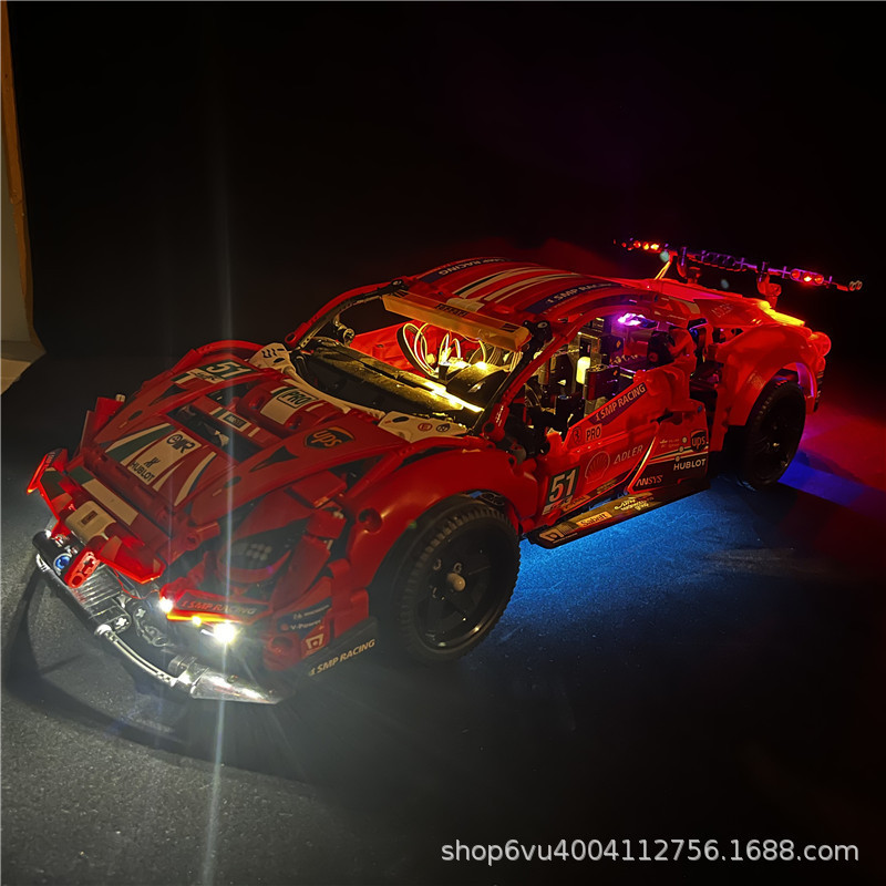 Building blocks 42125 Fara 488 sports car modification building blocks Group parts remote control Electric Motor LED building blocks lighting Building blocks 42125 Fara 488 sports car modification building blocks Group parts remote control Electric Motor LED building blocks lighting