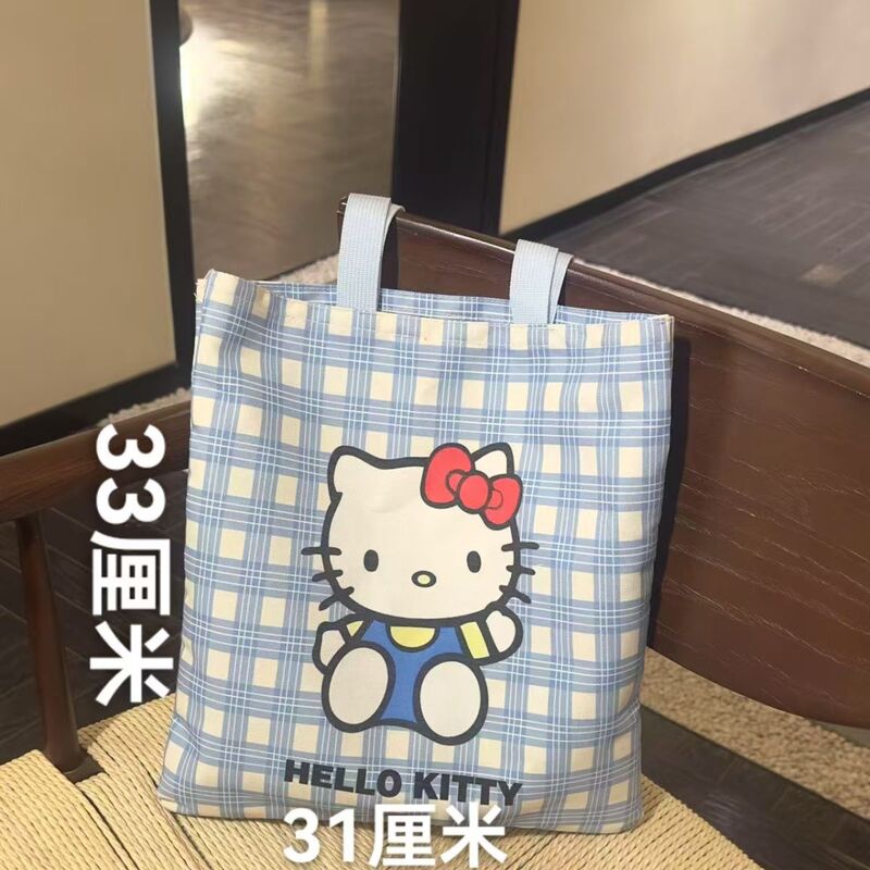 新款蓝色kitty手提袋上班族通勤大容量收纳袋学生补课轻便收纳包|undefined