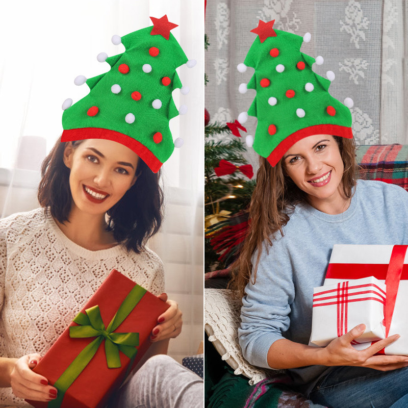 Amazonクロスボーダー新作クリスマスツリー帽子クリエイティブパーティーパーティー帽子装飾エルフクリスマス帽子卸売|undefined