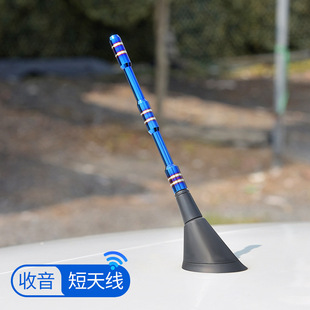Car aluminum alloy short antenna roof universal installation baked blue antenna wholesale car radio antenna decoration