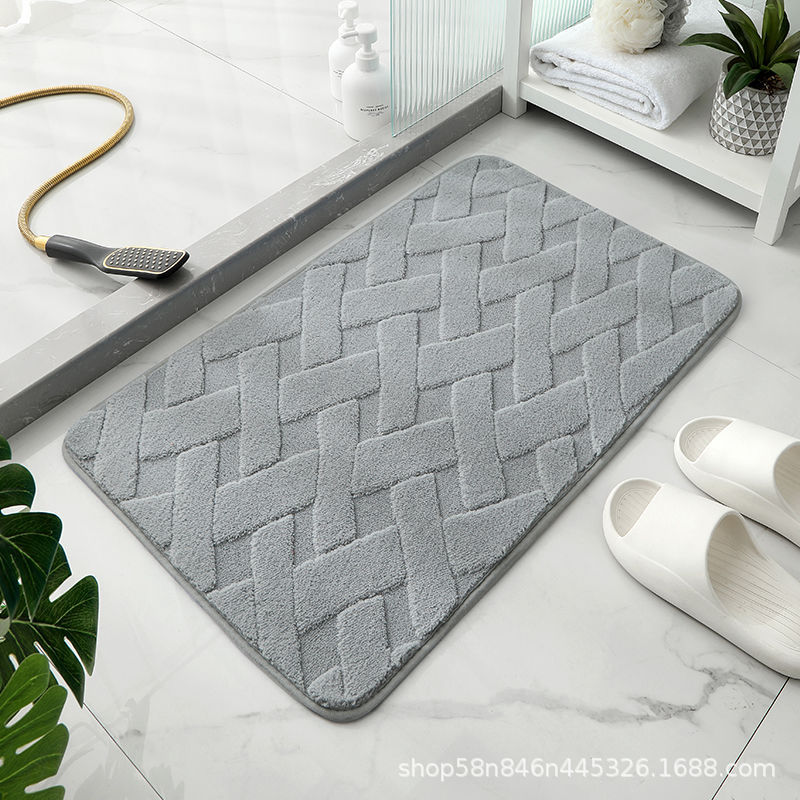 Alfombrilla jacquard de color sólido de cachemira de imitación de nuevo estilo Alfombrilla absorbente antideslizante en la puerta del baño