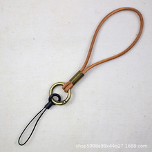 批发真皮纯手工短链挂绳 牛皮拎带 黑色棕色 手挽包挂链 手机挂绳