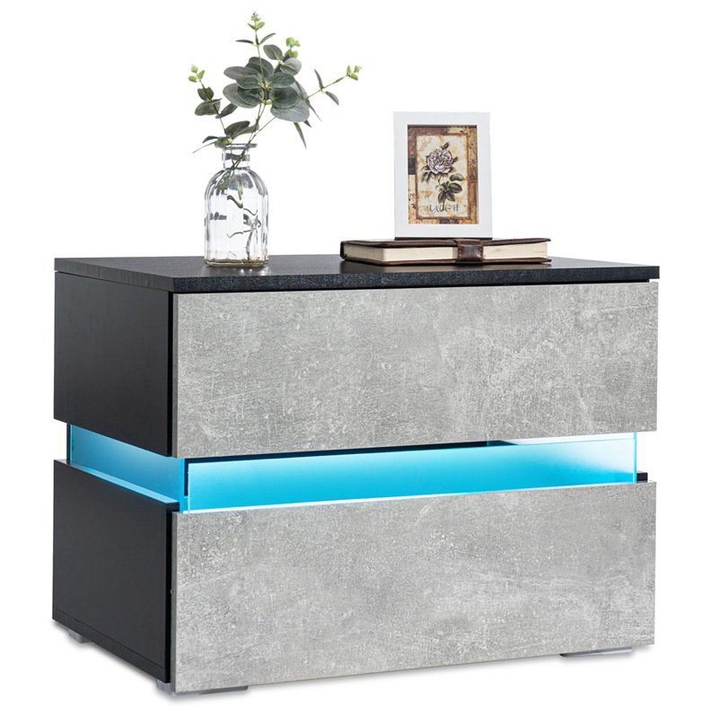 Moderno minimalista hogar dormitorio mesita de noche con cama de almacenamiento de luz LED armario de la cabeza gabinete de almacenamiento nórdico