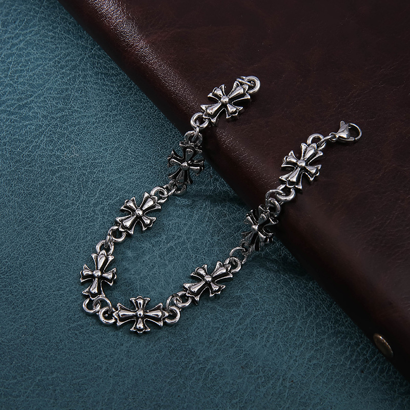 2024 Cross-border New Gothic Cross Men's Alloy Bracelet Vintage high quality Street Dark Style Bracelet