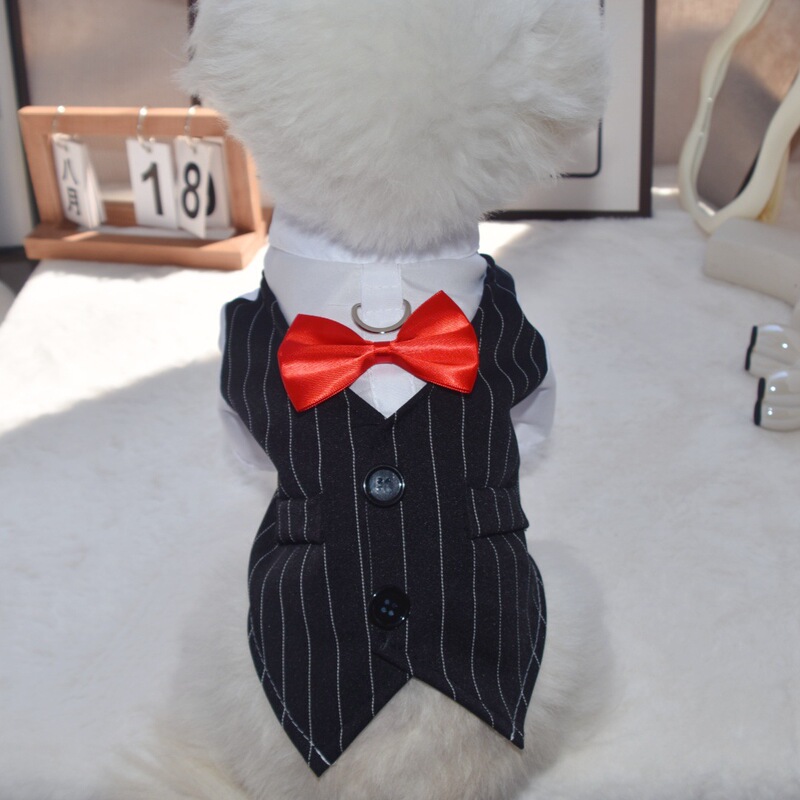 Factory Direct Supply/Ready for Export Pet Clothes Dog and Cat Clothing Clothing Bow Tie Tuxedo-Black and White