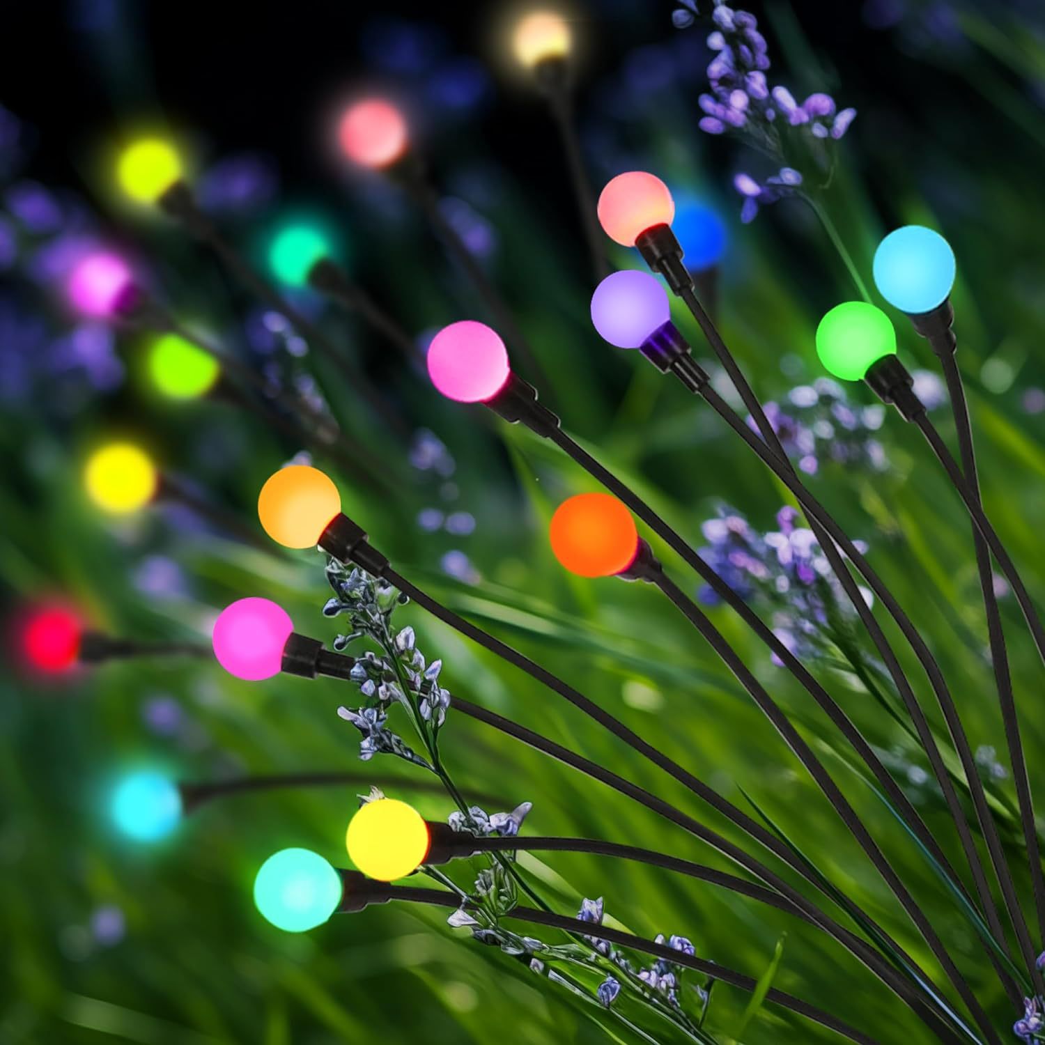 Lámpara de césped solar Lámpara de luciérnaga de viento Lámpara de enchufe de jardín de patio al aire libre Lámpara de camping impermeable al aire libre