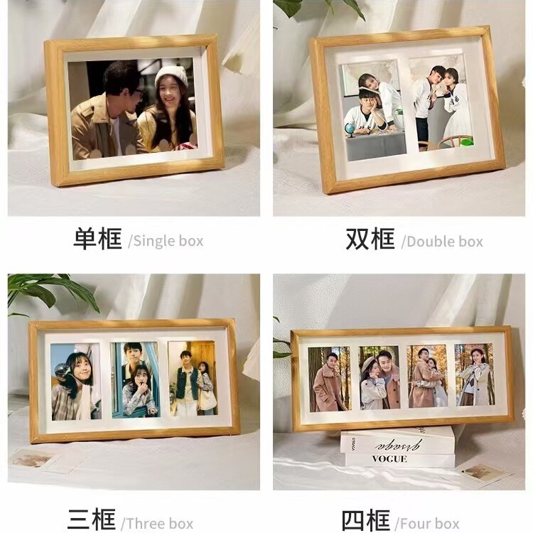 Factory Wholesale Linked Photo Frame Wooden Two-Hole Three-Hole Four-Hole Five-Hole Multi-Hole Table Commemorative Creative Gift
