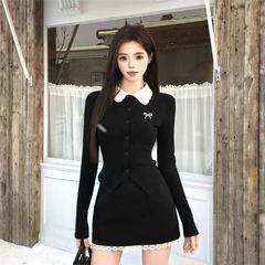 艾玲儿2025春千金法式气质套装开衫长袖设计外套拼接半身裙两件套