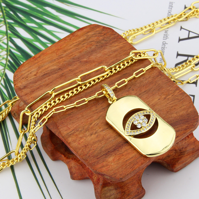 INS Cross-Border E-Commerce New Gold-Plated Eye Necklace Factory Direct Supply Spot Double Chain Fas