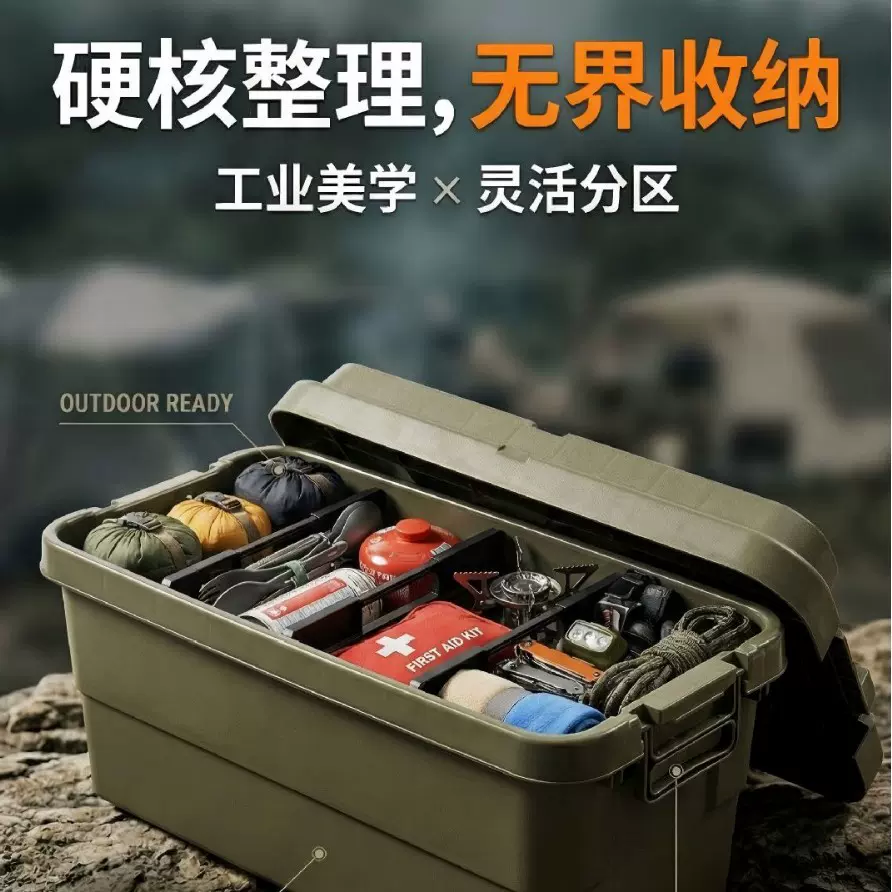 户外露营分隔收纳箱重型收纳箱车载便携可按需印刷LOGO