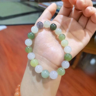 Jin Yutang Xinjiang Hotan Jade Ice Bottom Duobao Handstring Material Delicate Ice Penetration Size 10mm