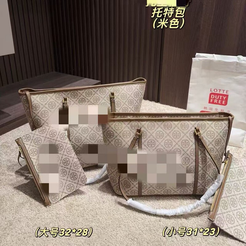 TB老花帆布织物托特包潮流时尚大容量妈咪袋购物袋外贸批发女包包|undefined