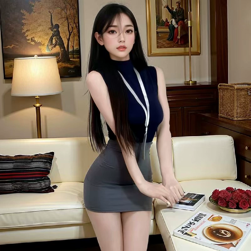 寑慕 Sexy uniform, set, underwear sleevless, hip-accented