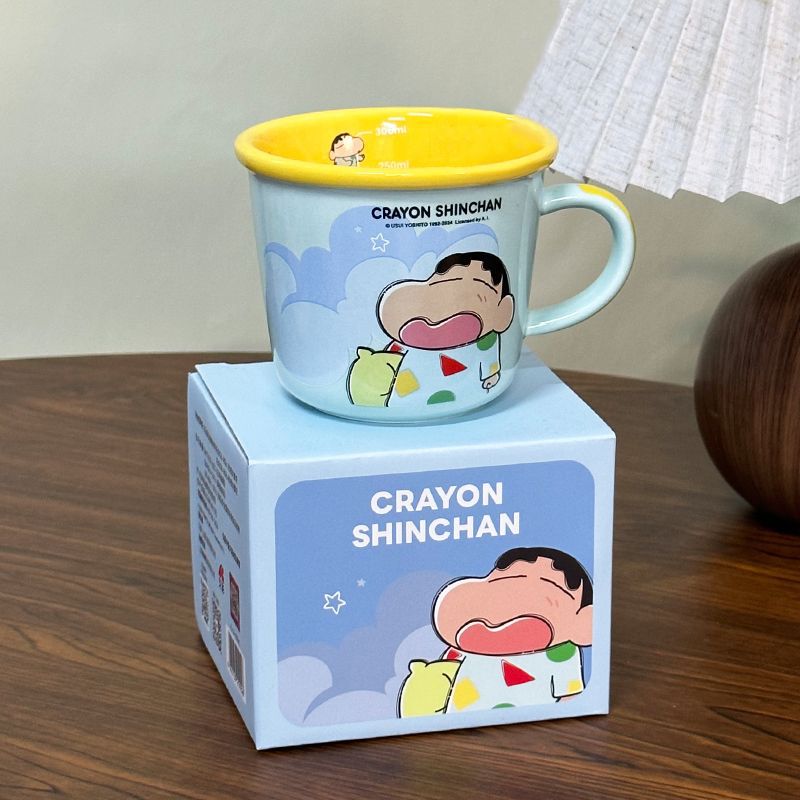 かわいい陶器製マグカップ、目盛り付き、クレヨンしんちゃん、子供用、カップル用、朝食カップ、誕生日プレゼント|undefined