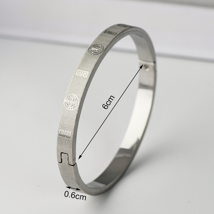 22g Weight Bangle Classification Titanium Steel Chain Material 1 Piece Quantity Holiday, Daily Occasion Titanium Steel Material Symbol Pattern Women's Gender Plating Design Retro Style Retro Symbol Titanium Steel Bangle In Bulk 9