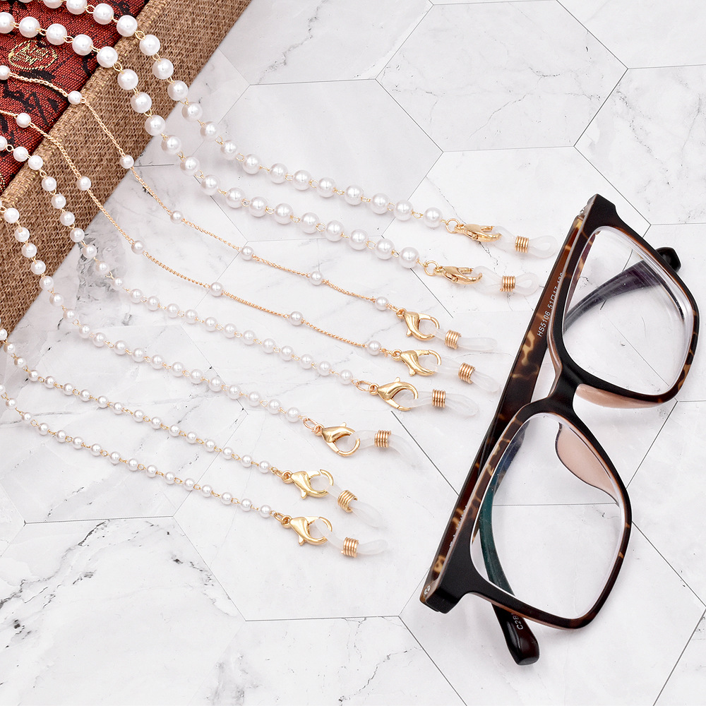 fashion geometric beads pearl glasses chainpicture2