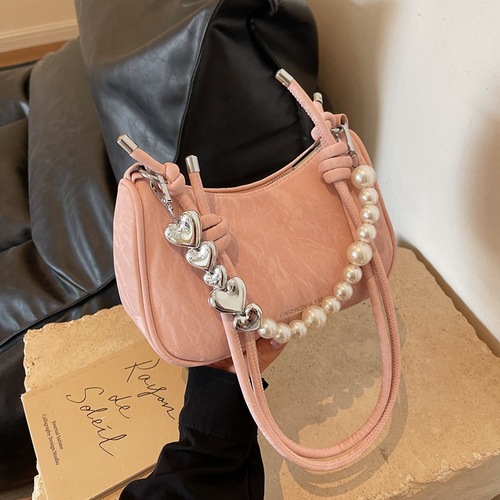 Underarm bag for women 2024 new fashion niche design solid color pearl versatile shoulder crossbody bag popular this year