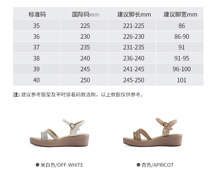 Sandal cao gót nữ đính đá phong cách La Mã, đế xuồng thoải mái — AY161 Trắng be chi tiết 9