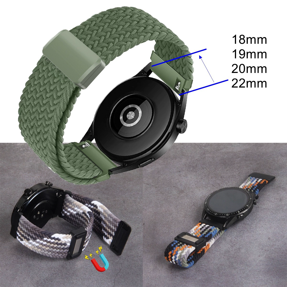 Подходит для fitbit versa3/4 braided strap sense2 браслет versa2 пластиковый магнитный пряжка ремешок