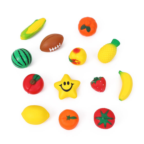 Amazon Explosions PU Sponge Foaming Smiley Five-pointed Star Stress Ball Children's Decompression Vent Toys Fruit Decoration