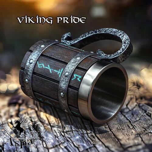 Cross-border hot selling wooden barrel beer mug personalized bamboo chip wooden barrel mug large capacity bar mug