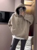 Rope Hooded Sweater Plush thickening 2022 Autumn and winter new pattern Easy Lazy Solid leisure time jacket coat