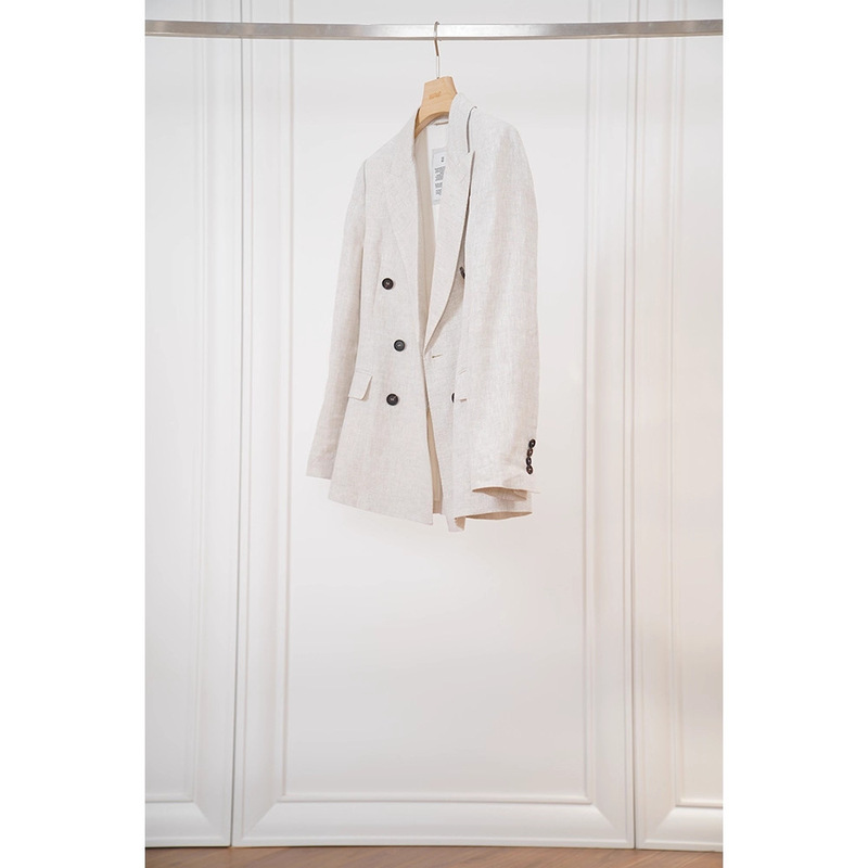 Luminous Linen Second Generation ~ Low-Key Accessible Luxury ~ Bc Silver Suit Suit Jacket + Wide-Leg Pants