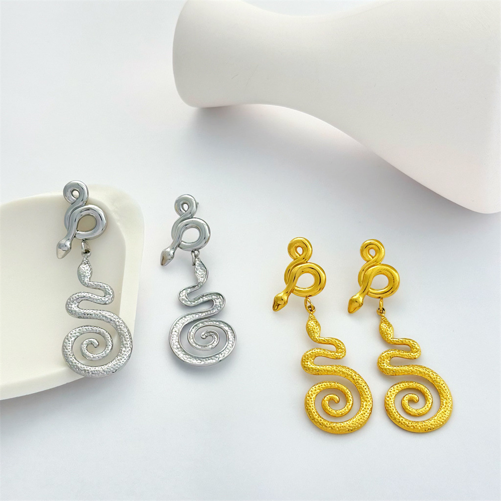 1 Pair Snake Classic Style 304 Stainless Steel Drop Earrings display picture 2